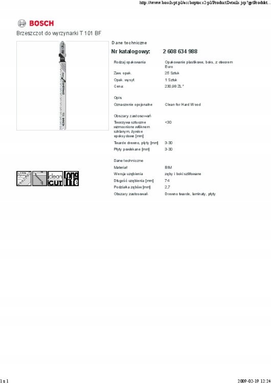 BRZESZCZOT DO WYRZYNARKI T101BF 25SZT. Marka Bosch