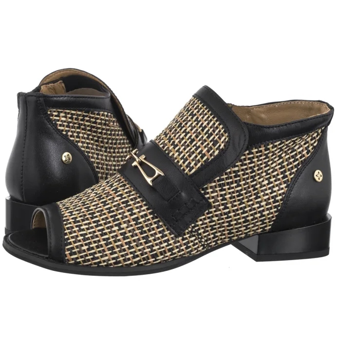 Dámské Kotníkové Boty na jaro Maciejka černé béžové ažurové 06934-39/00-1