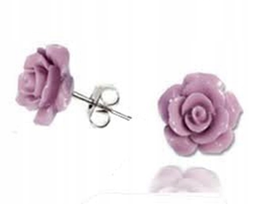 

Kolczyki rózyczki jasny fiolet koral srebro