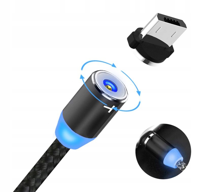 KABEL MAGNETYCZNY 3w1 MICRO TYP-C USB-C do IPHONE Długość przewodu 1 m