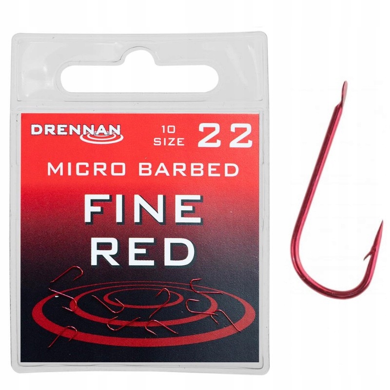 Haczyki Z Zadziorem Drennan Fine Red rozmiar 22 10szt. Na Ochotkę Czerwone