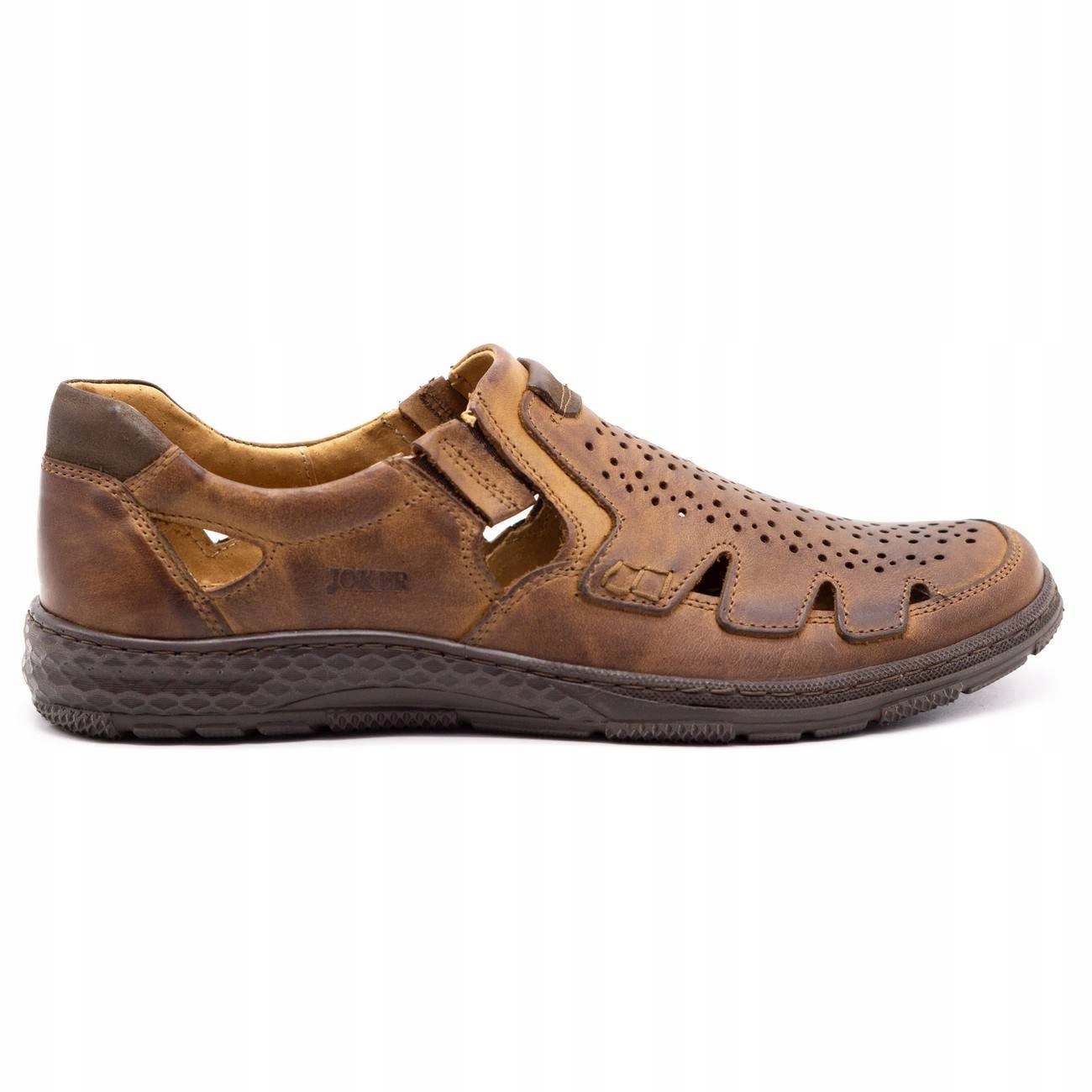 

Buty męskie skórzane na lato wsuwane 500J brąz 43