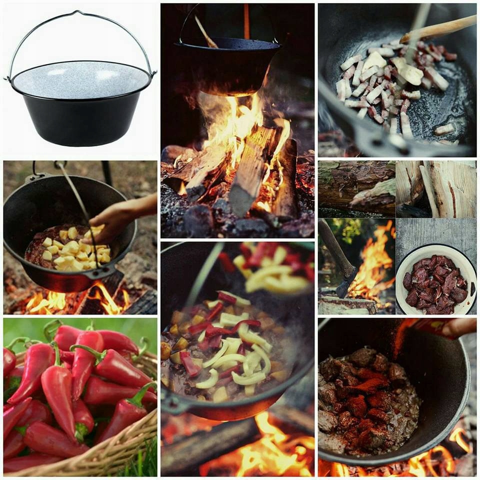 KOCIOŁEK WĘGIERSKI EMALIOWANY 8L POKRYWKA stojak Producent Artnik