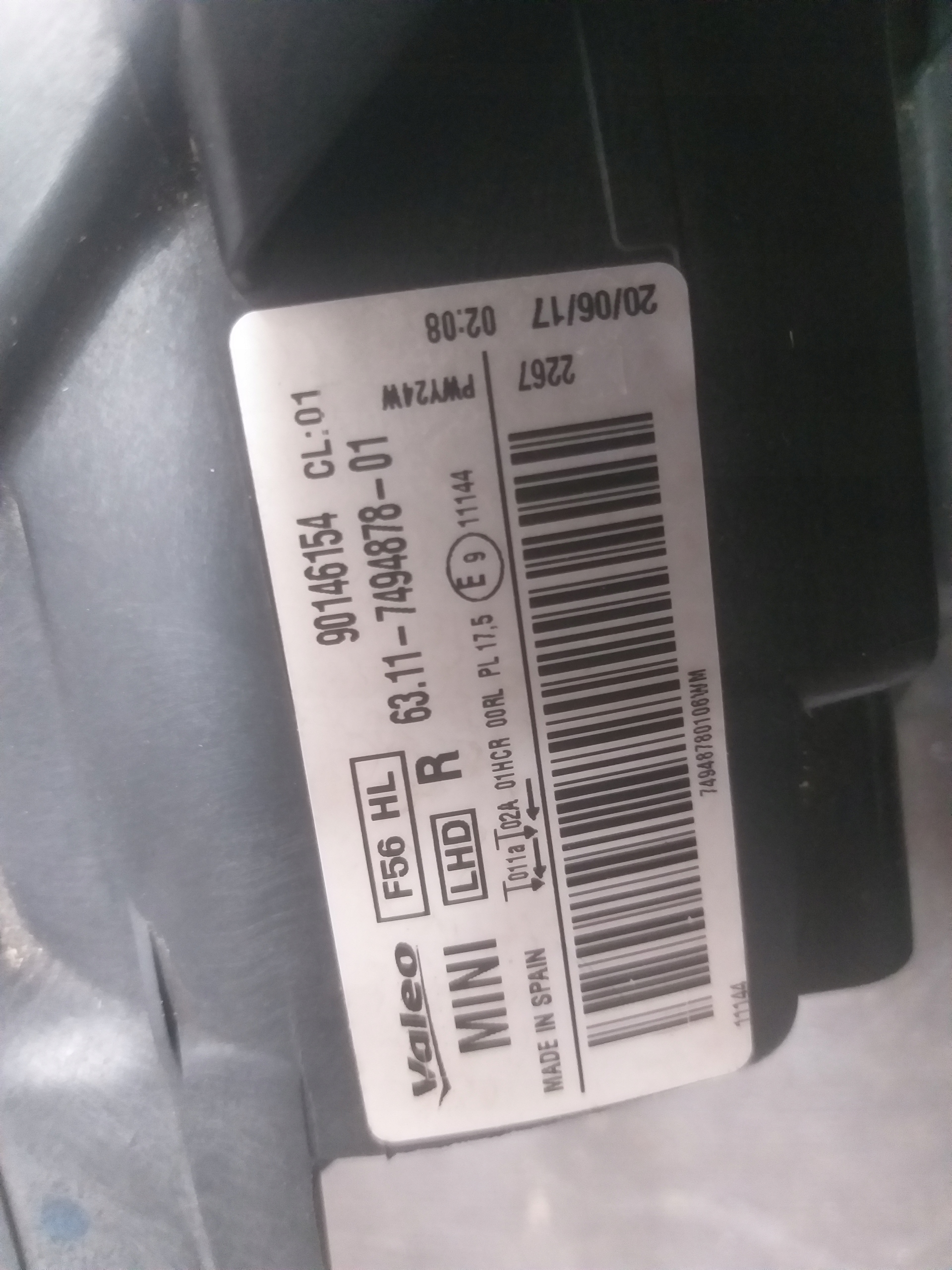 light front right MINI COOPER F56 FULL LED 7494878-01