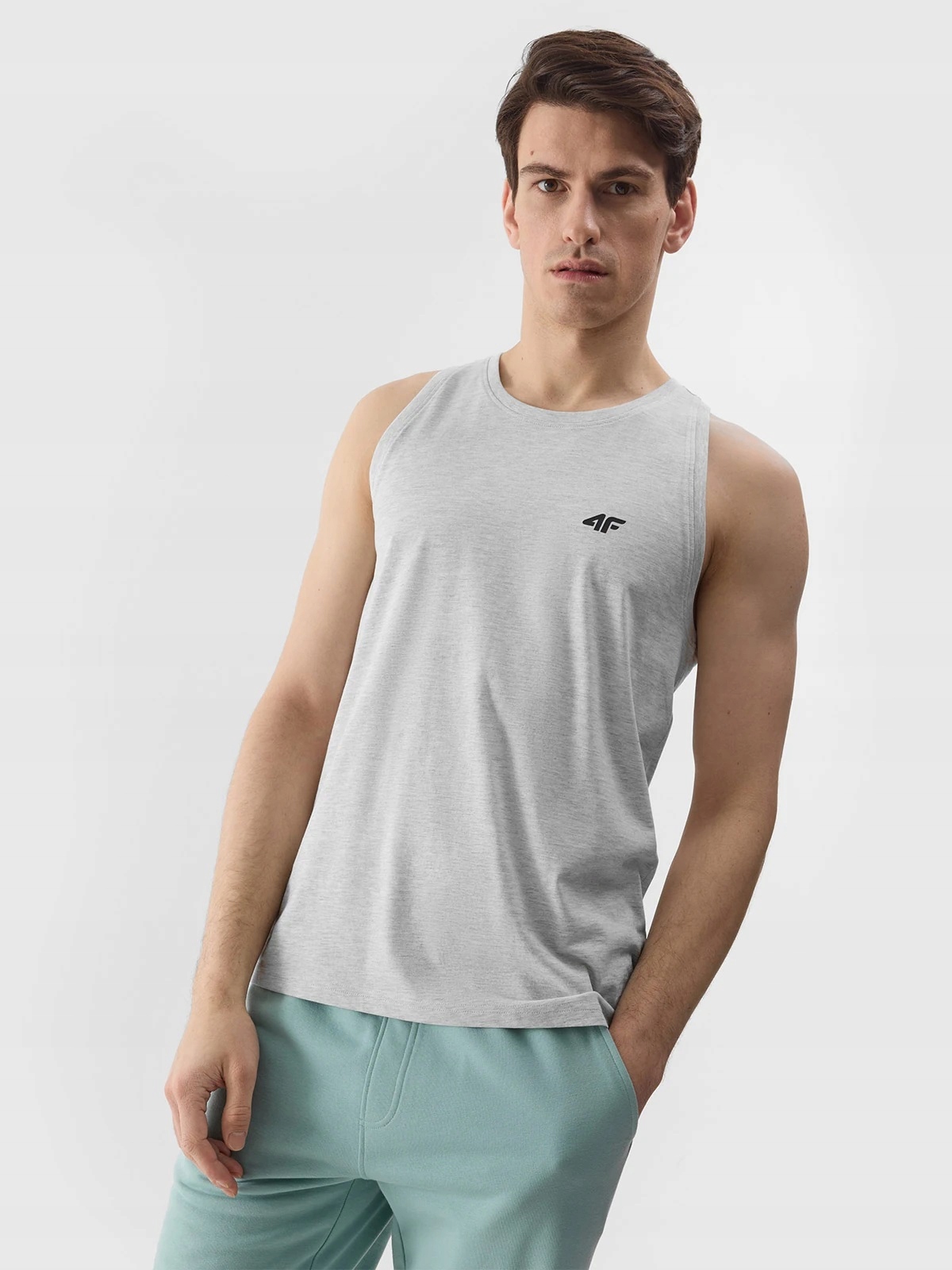 4F KOSZULKA MĘSKA BEZ RĘKAWÓW BOKSERKA TSLEM076 SZARA 3XL Rozmiar 3XL