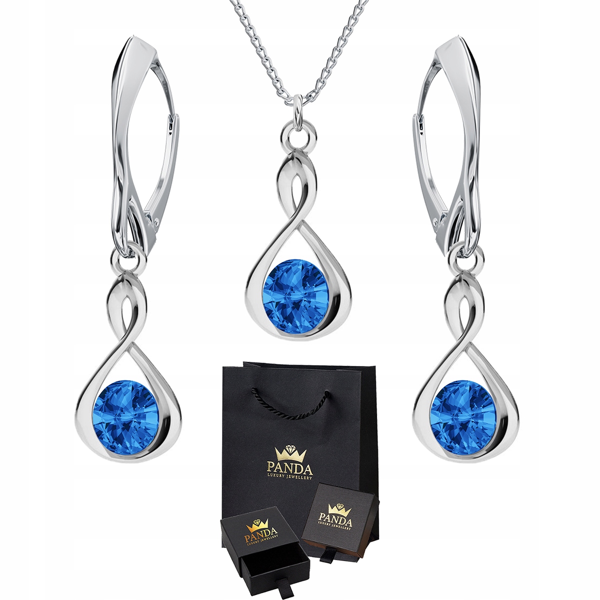 

Srebrny Komplet Biżuterii Infinity Swarovski