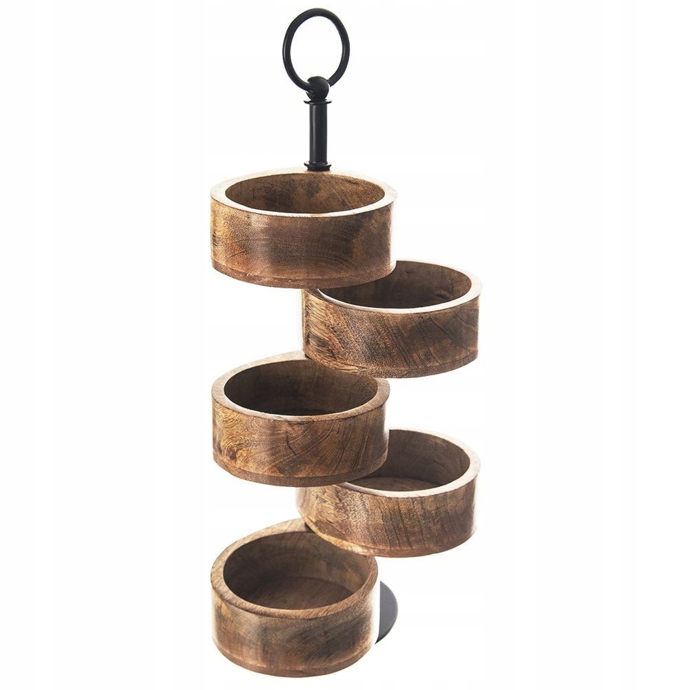Podnos 5-ÚROVŇOVÁ dřevěná otočná na občerstvení ovoce tapas
