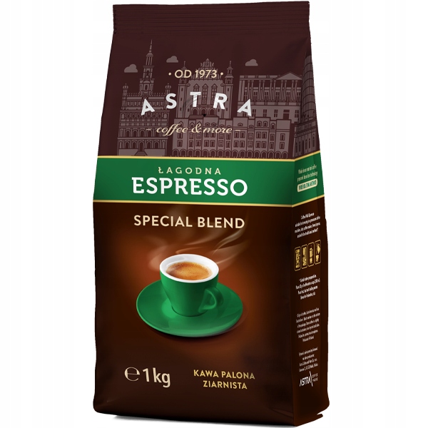 Levně Káva Astra Jemná Espresso zrnková 1kg