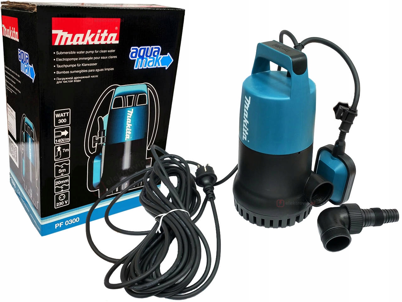 Makita Ponorná Elektrická Pumpa PF0300 300W 140 l/min Max. 9 m