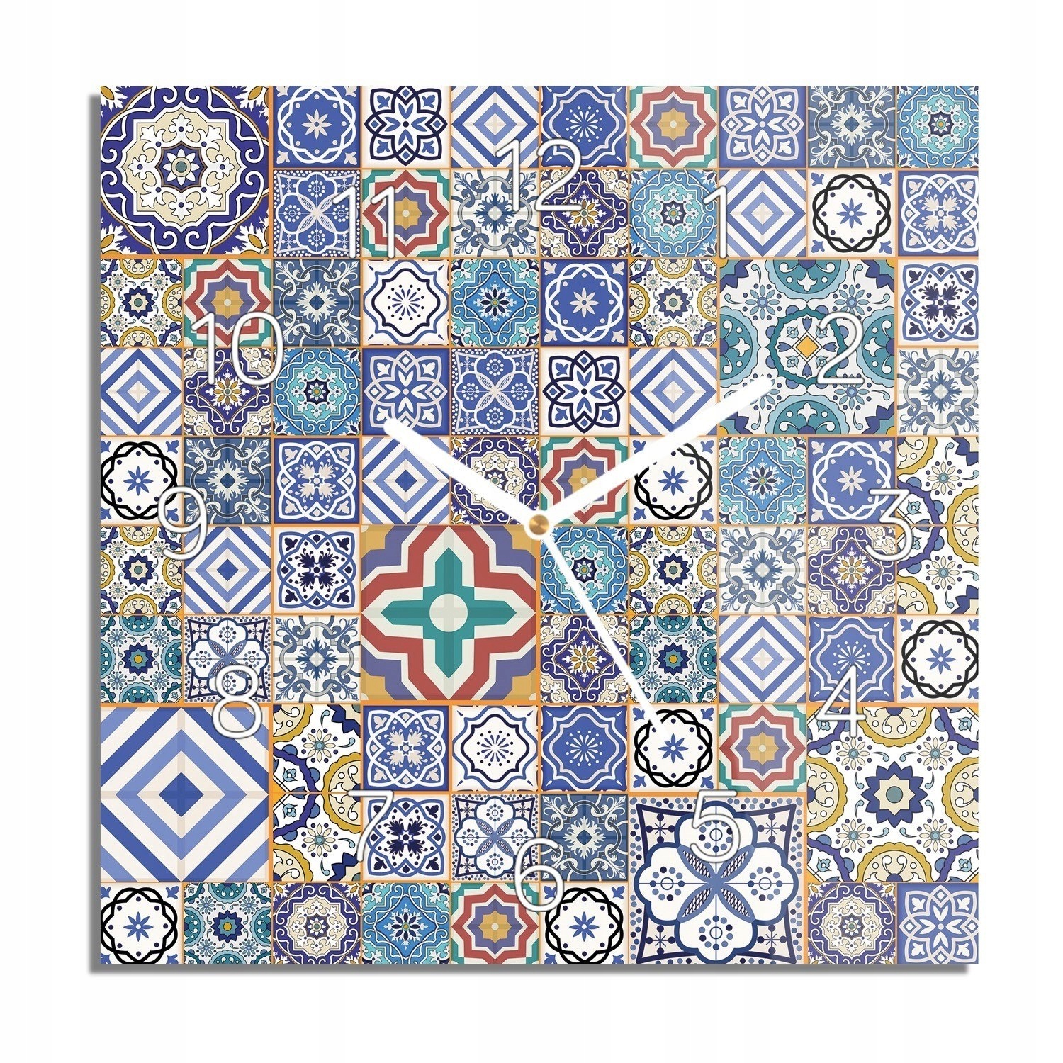 

Mozaika patchwork zegar szklany do pokoju 30x30