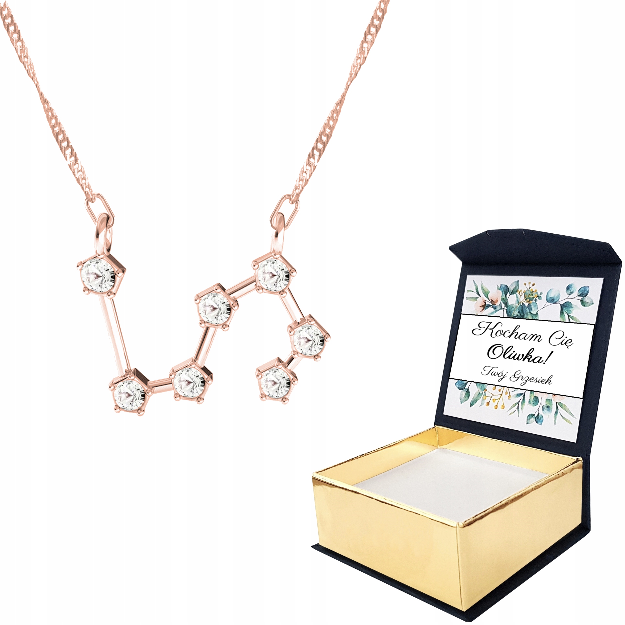 Náhrdelník růžové zlato Znamení Lev Vlastní Potisk