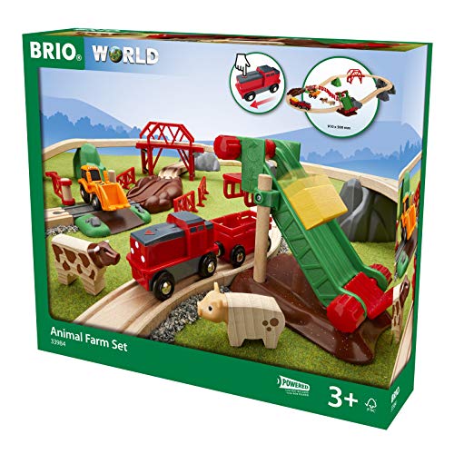 BRIO World Farm Animal Train Set for Kids Age 3 Years Up - Compatible with Marka Brio