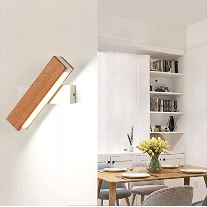 KINKIET LED 360° OBROTOWY LAMPA ŚCIENNA DREWNO Rodzaj gwintu zintegrowane źródło LED