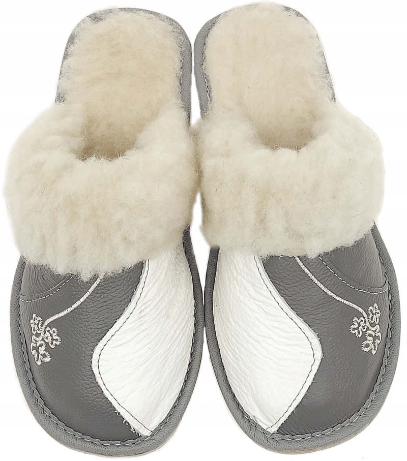 Pantofle Kapcie Skóra Wełna Haft Góralskie *39* Model natural#