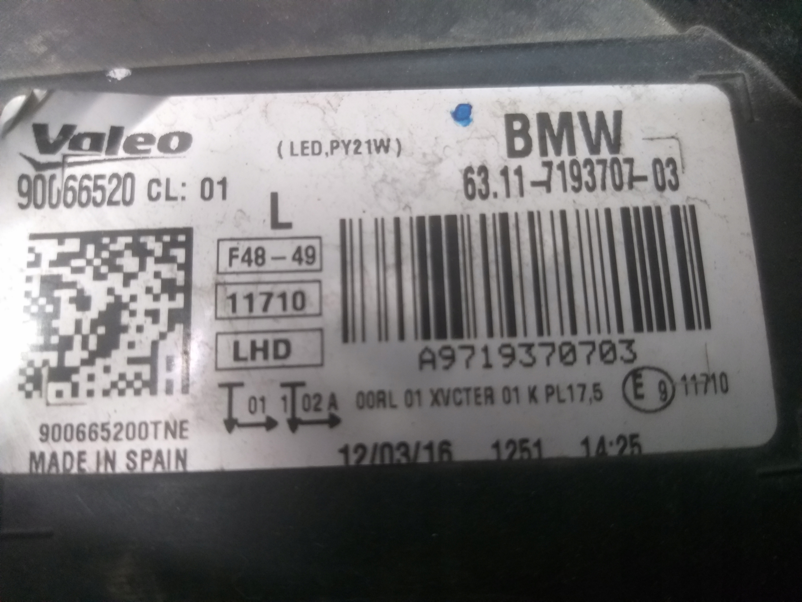 light front left BMW X1 F48 FULL LED 6311,7193707-03