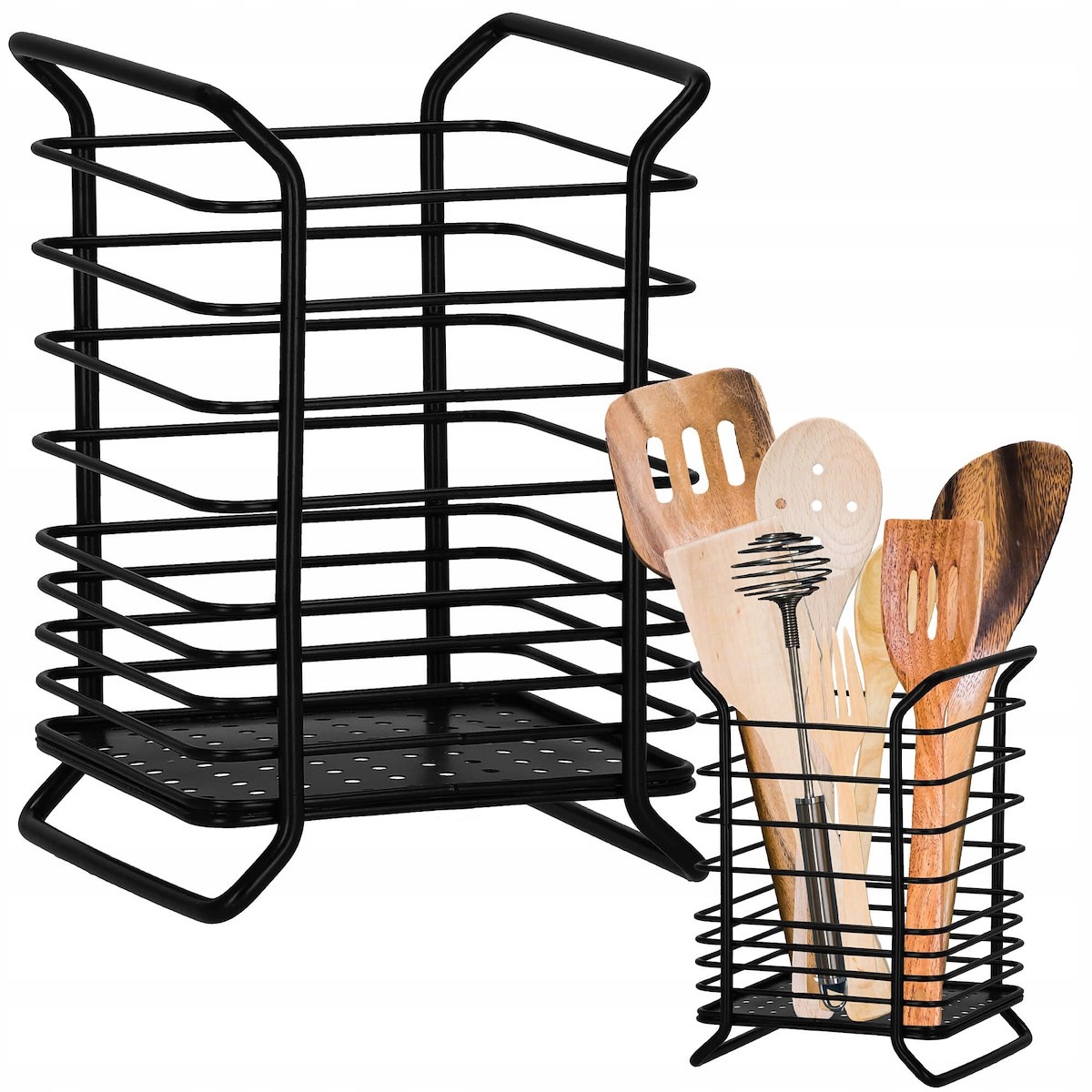 OCIEKACZ KOSZYK NA SZTUĆCE PRZYBORY KUCHENNE CZARNY DRUCIANY KOSZYCZEK