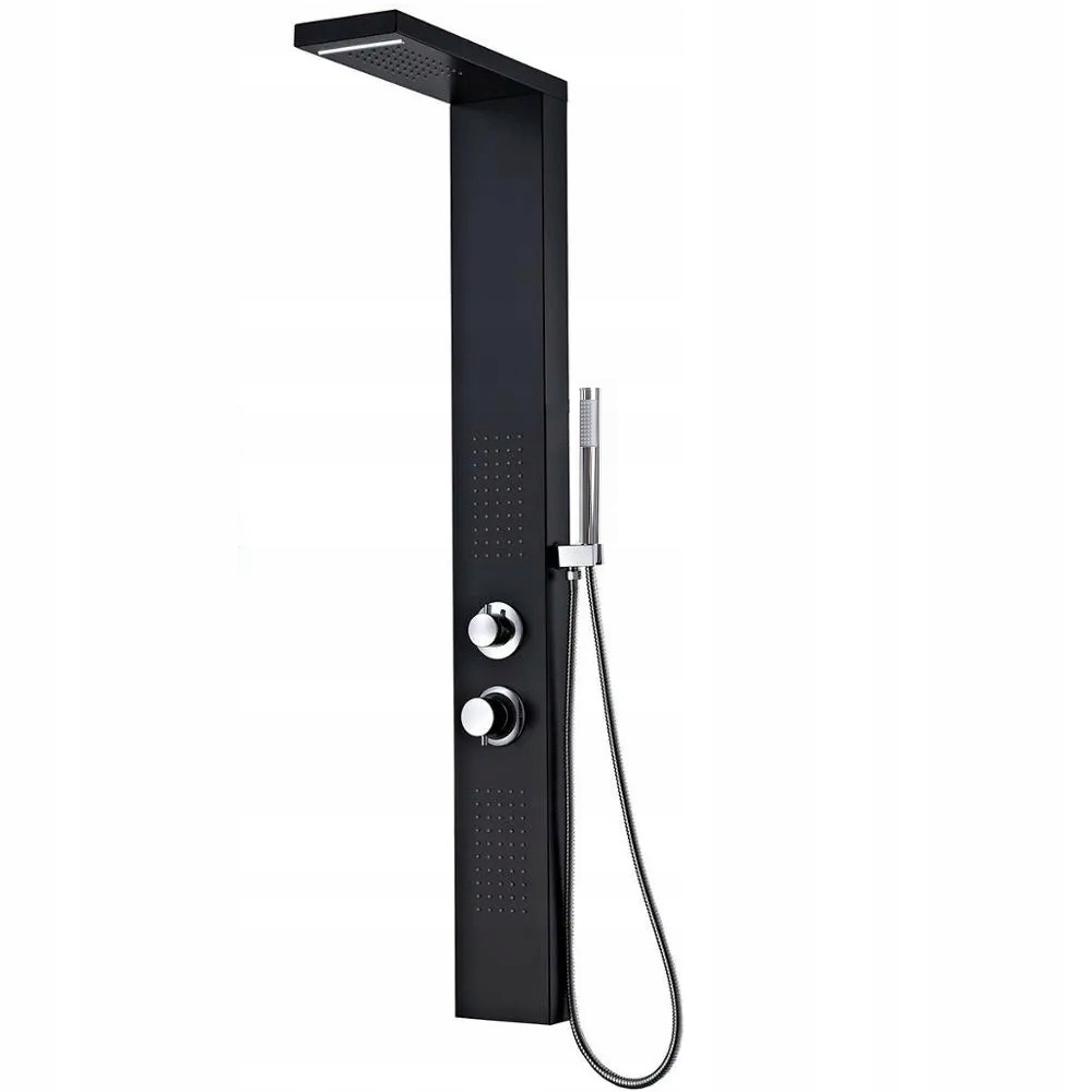Černý Set Sprchový Panel Vodopád 4 Funkce