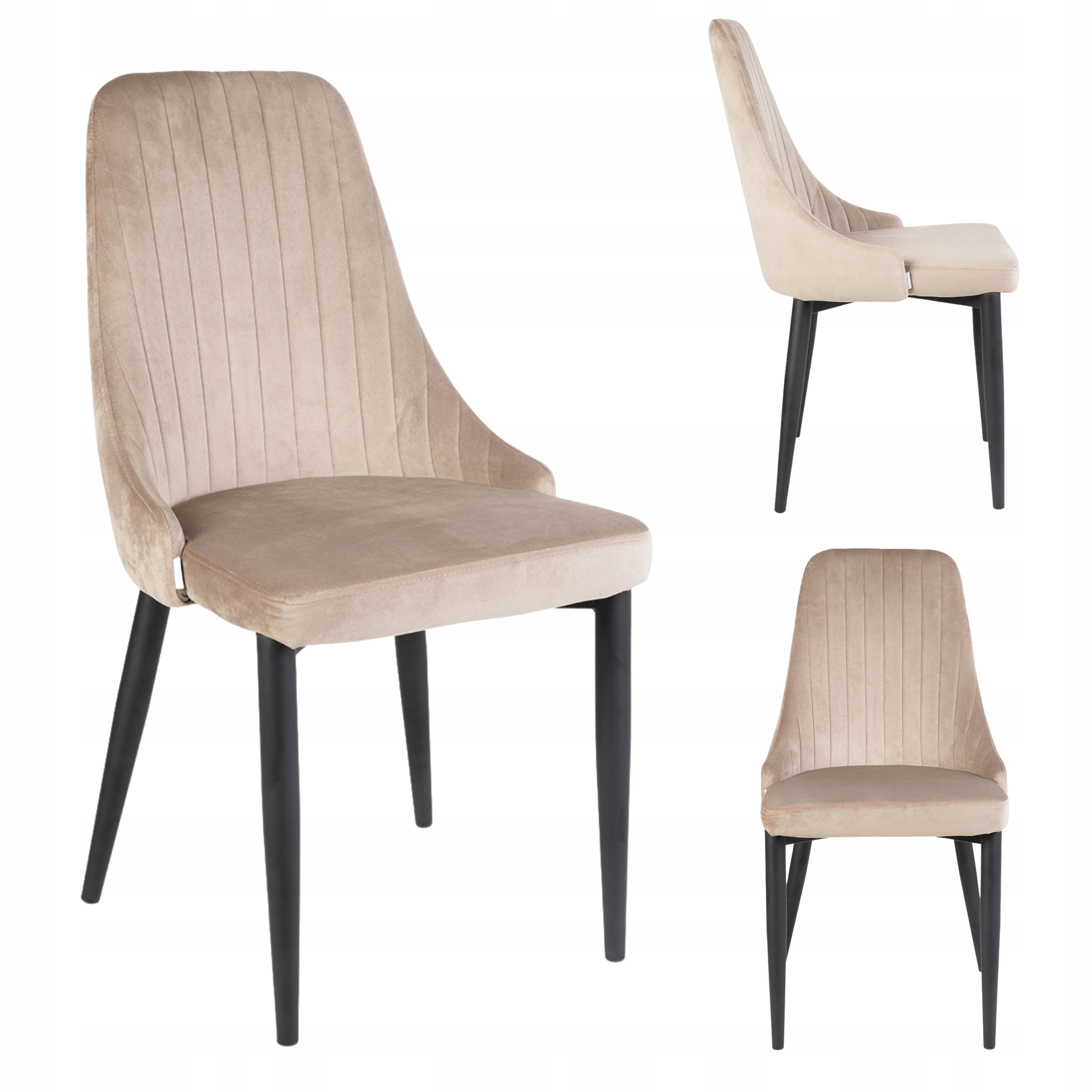 Krzesło tapicerowane welurowe pikowane beżowe 46,5x58x88 Louis Homla