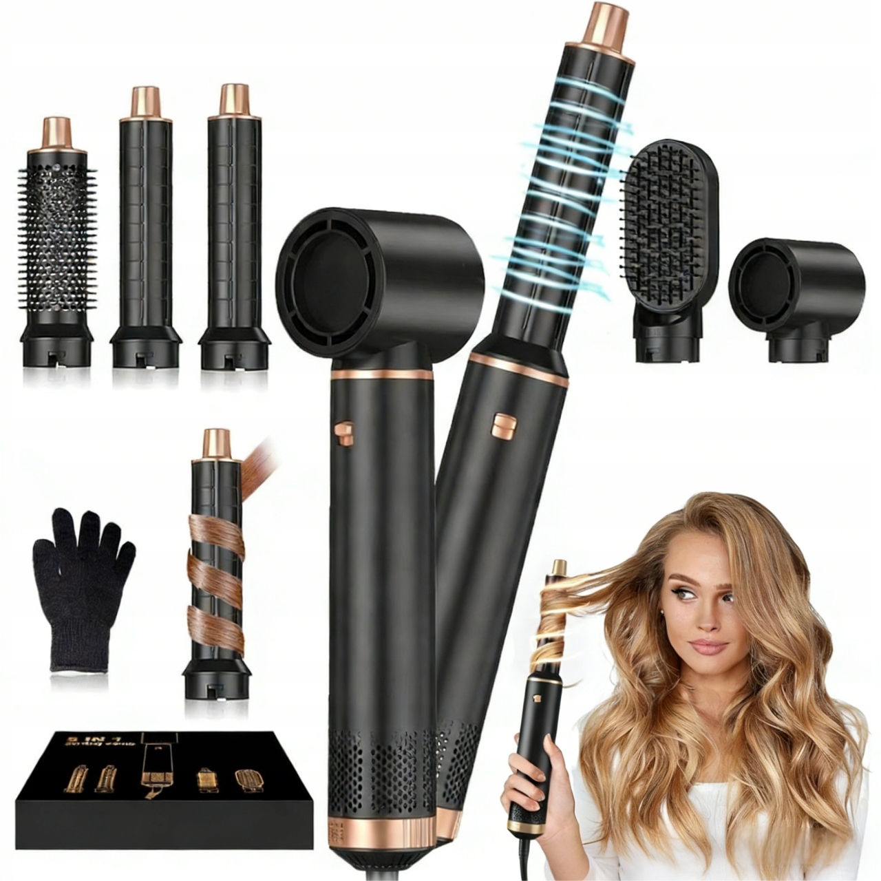 Kulmofén Na Vlasy 5v1 Ionizace Sada 5 Nástavců Kulma Fén