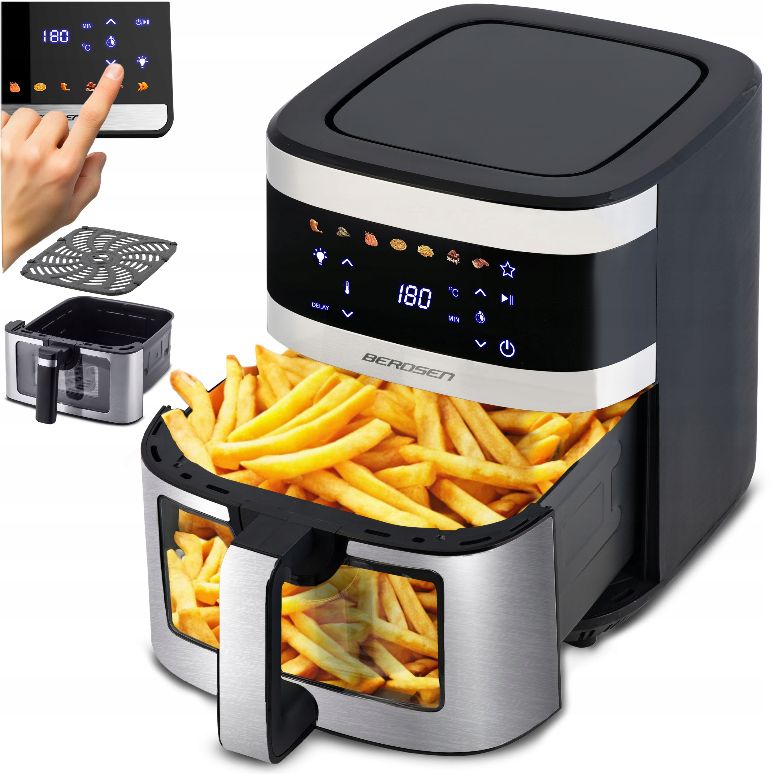 XL Bezolejová Fritéza Air Fryer Veľká Fritéza 9,1L Berdsen 1700W