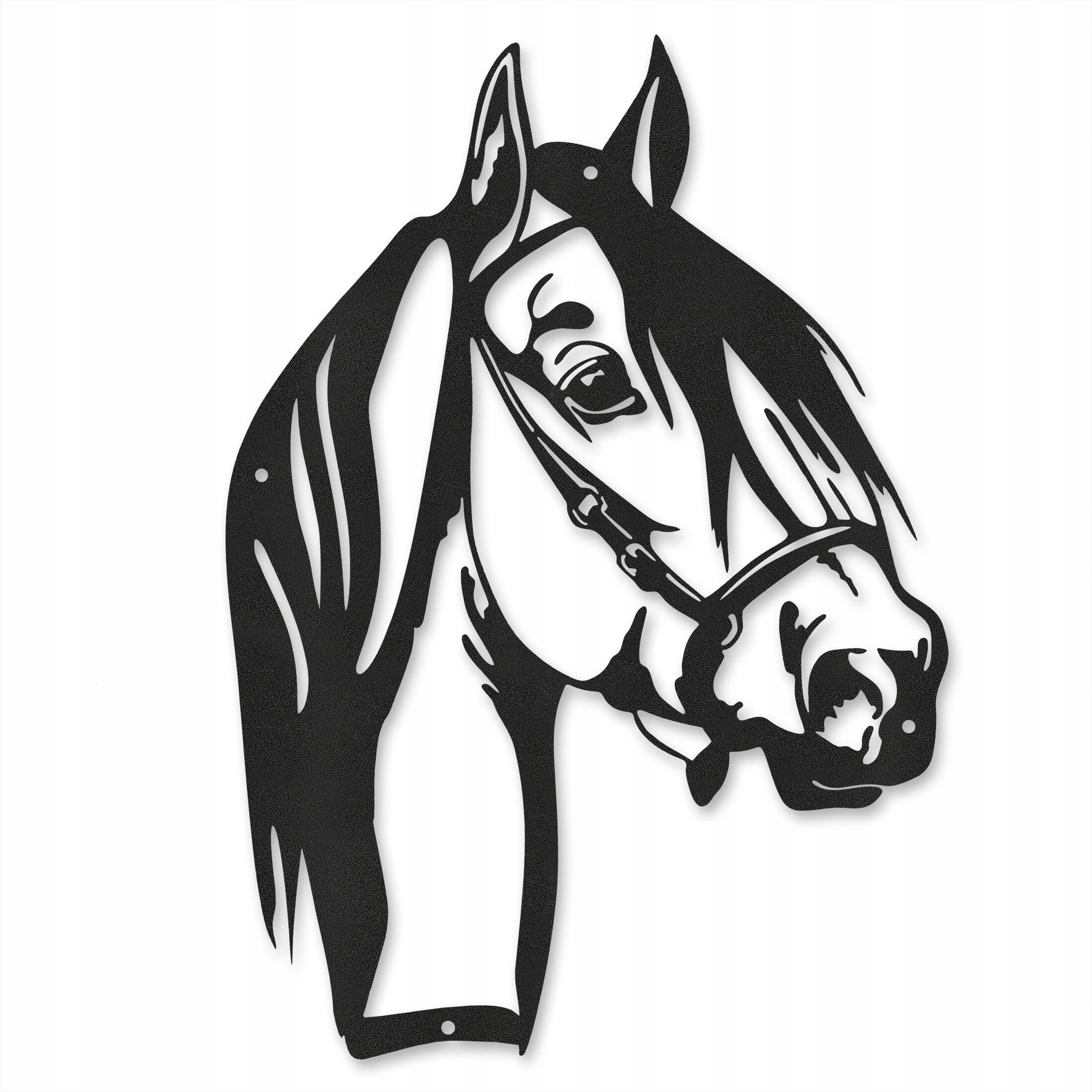 Kovová dekorace na zeď ocelová ozdoba vzor Hlava Koně 45 x 33 cm