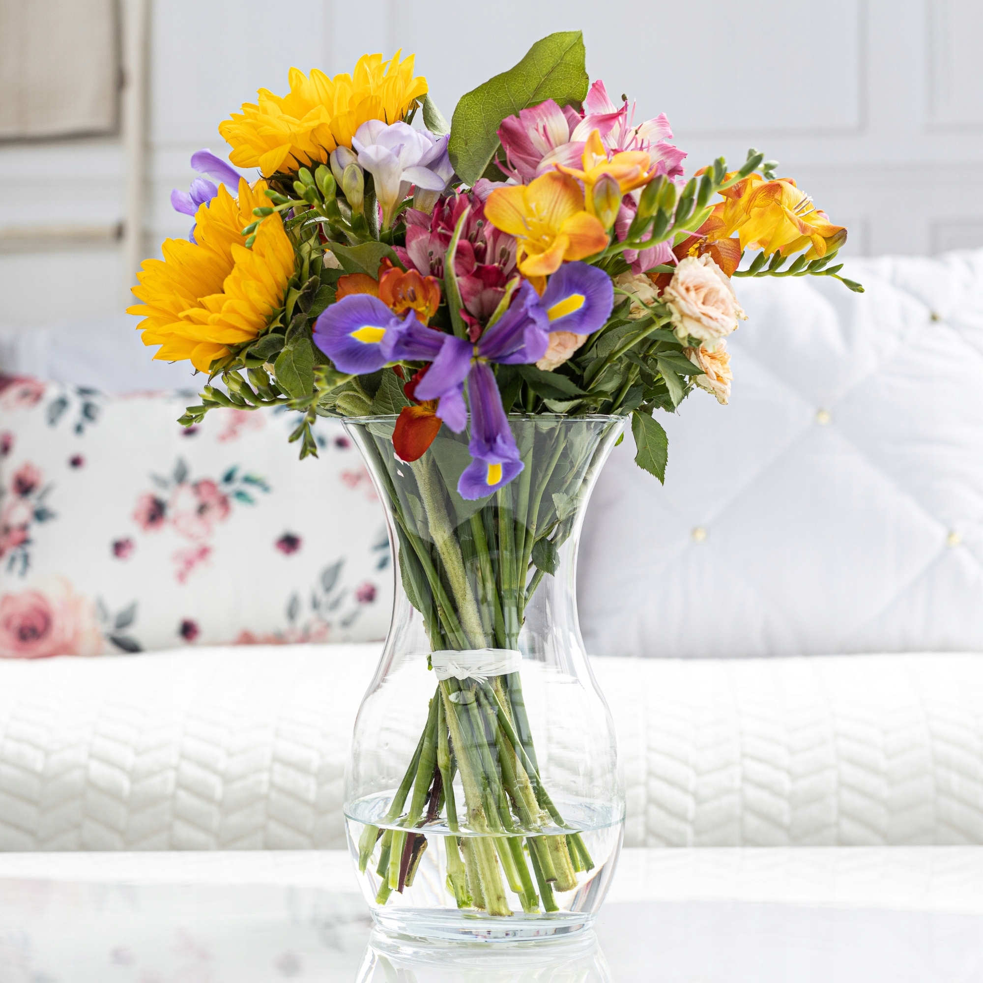 WAZON Szklany Na Stół DEKORACJA DO DOMU BIURA H 25 cm Przezroczysty Flakon Materiał szkło