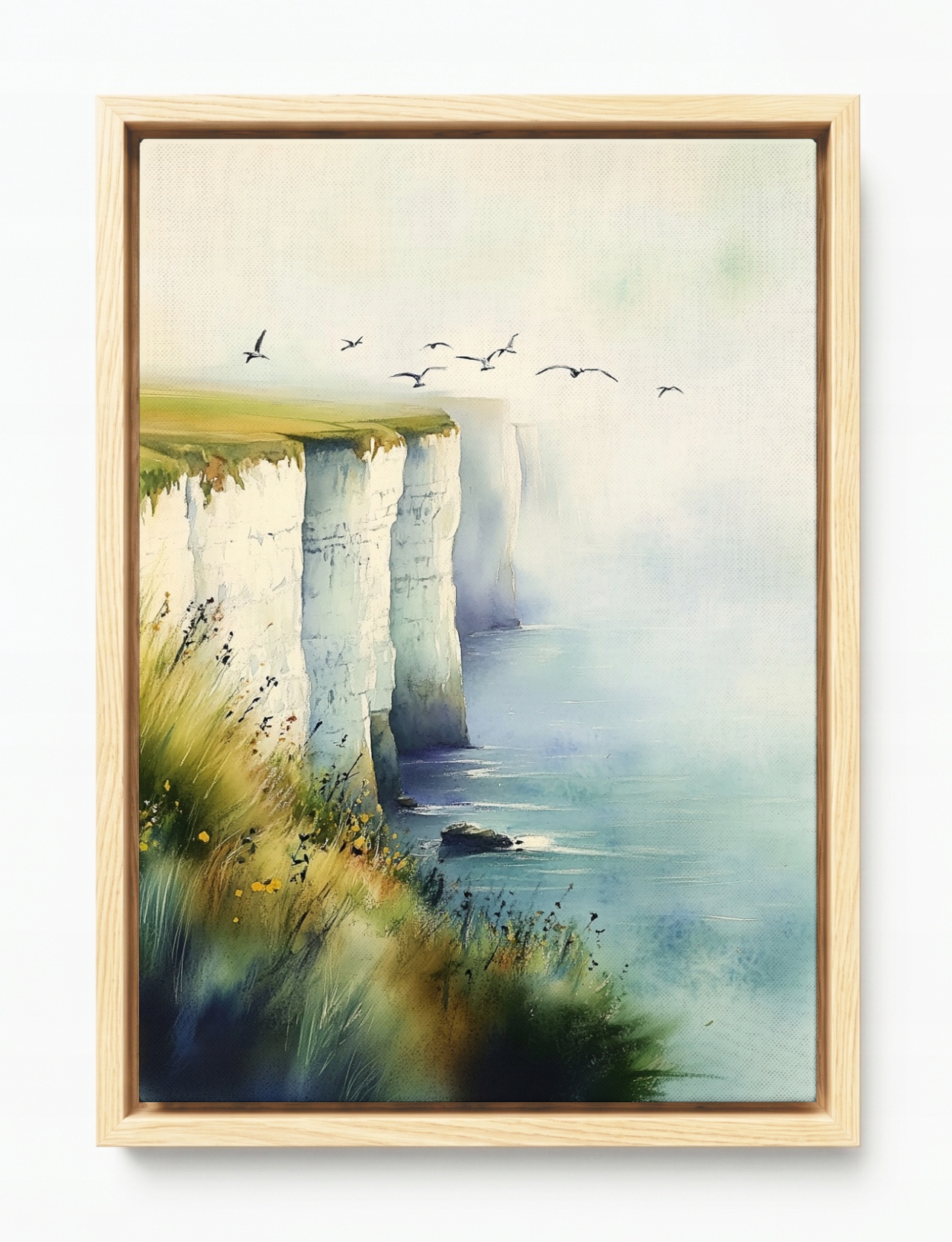 Obraz Rám Americký Box Krajina Moře Bílé Útesy Dover Mlha Ptáci 80x120