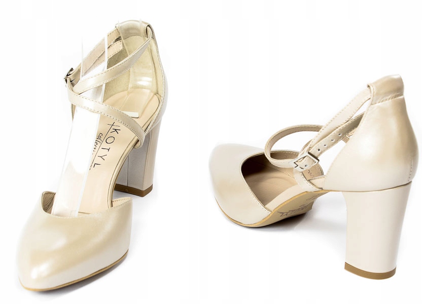 Czółenka Kotyl 1275 Perłowy Lico Kolor beżowy