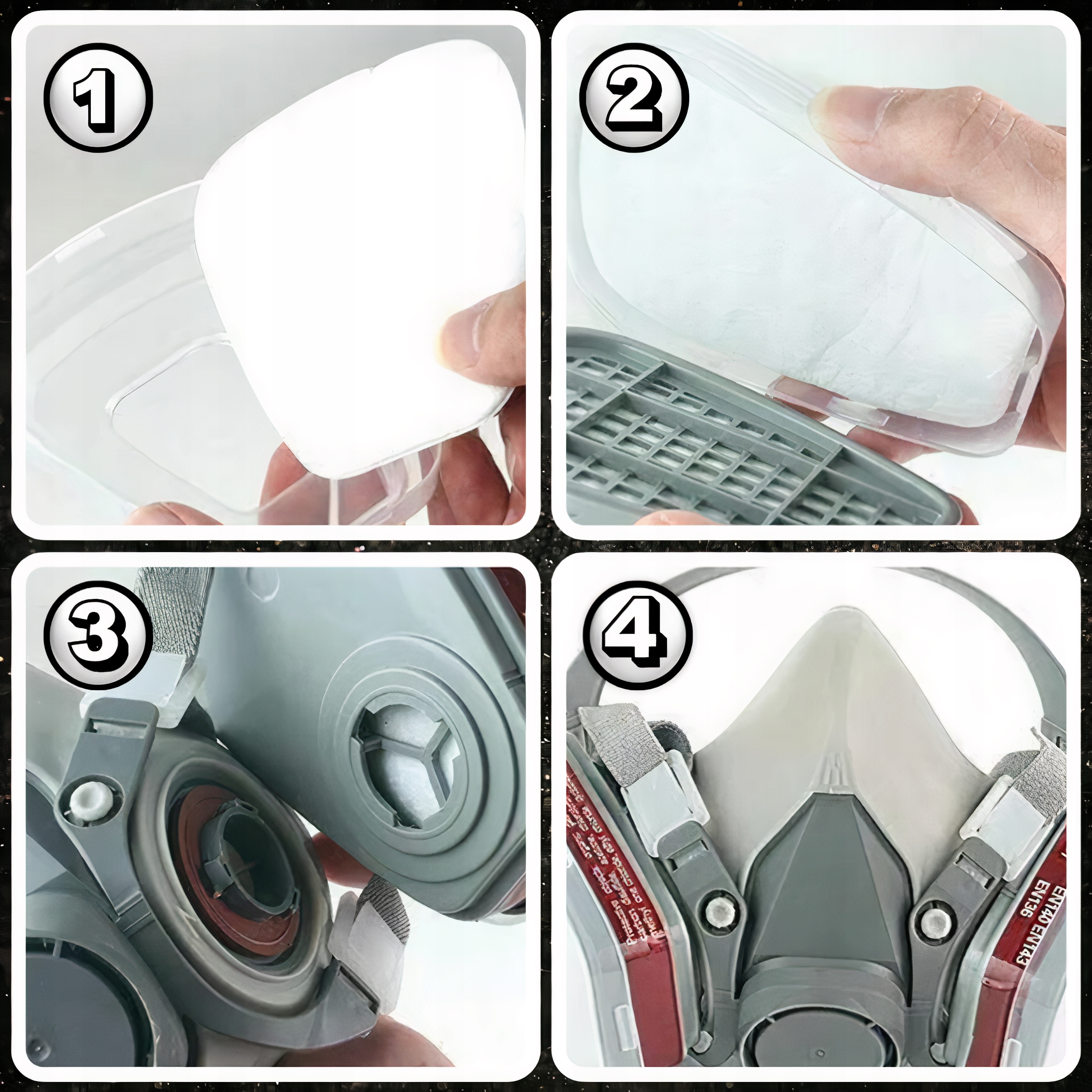 ZESTAW PÓŁMASKA MASKA LAKIERNICZA 6200 KOMPLETNA PRZECIWPYŁOWA L + FILTRY Rozmiar uniwersalny