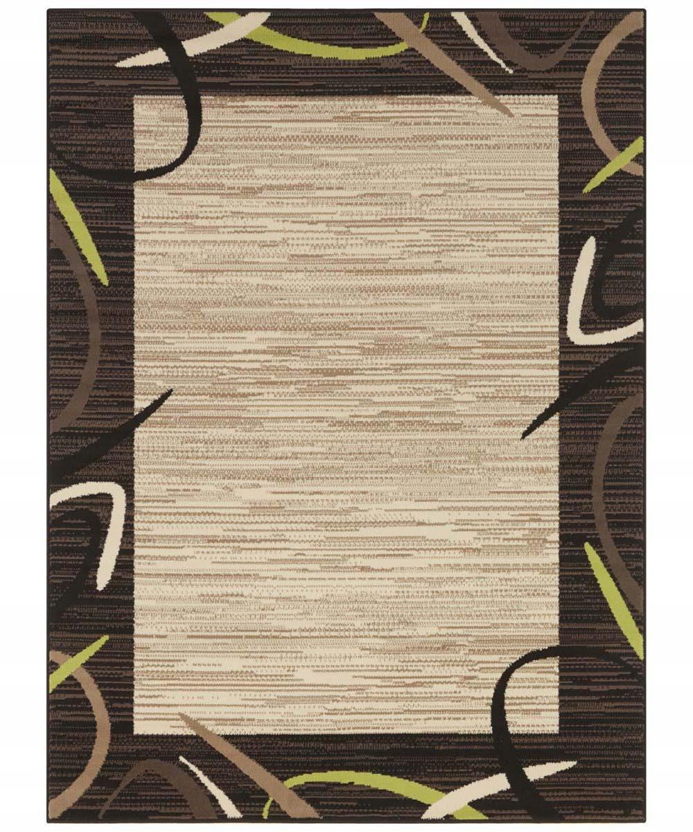 Moderný hnedo-krémový koberec do obývačky, mäkký vlas 160x220