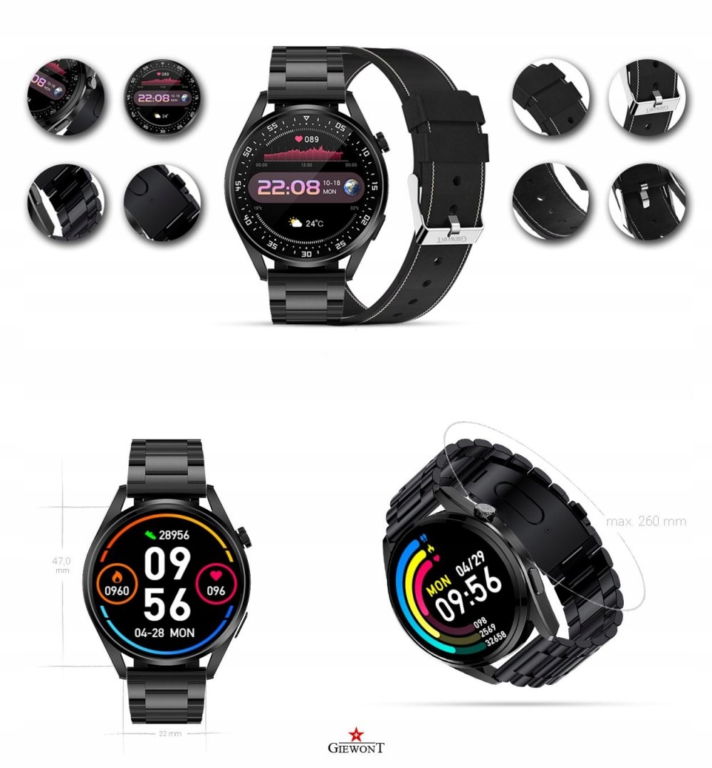 ZEGAREK MĘSKI SMARTWATCH POŁĄCZENIA TĘTNO PL MENU Marka Giewont