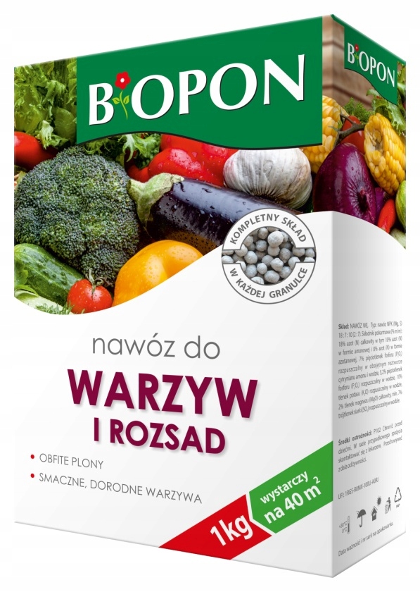 

Nawóz do pomidorów, ogórków i warzyw 1 kg Bopon