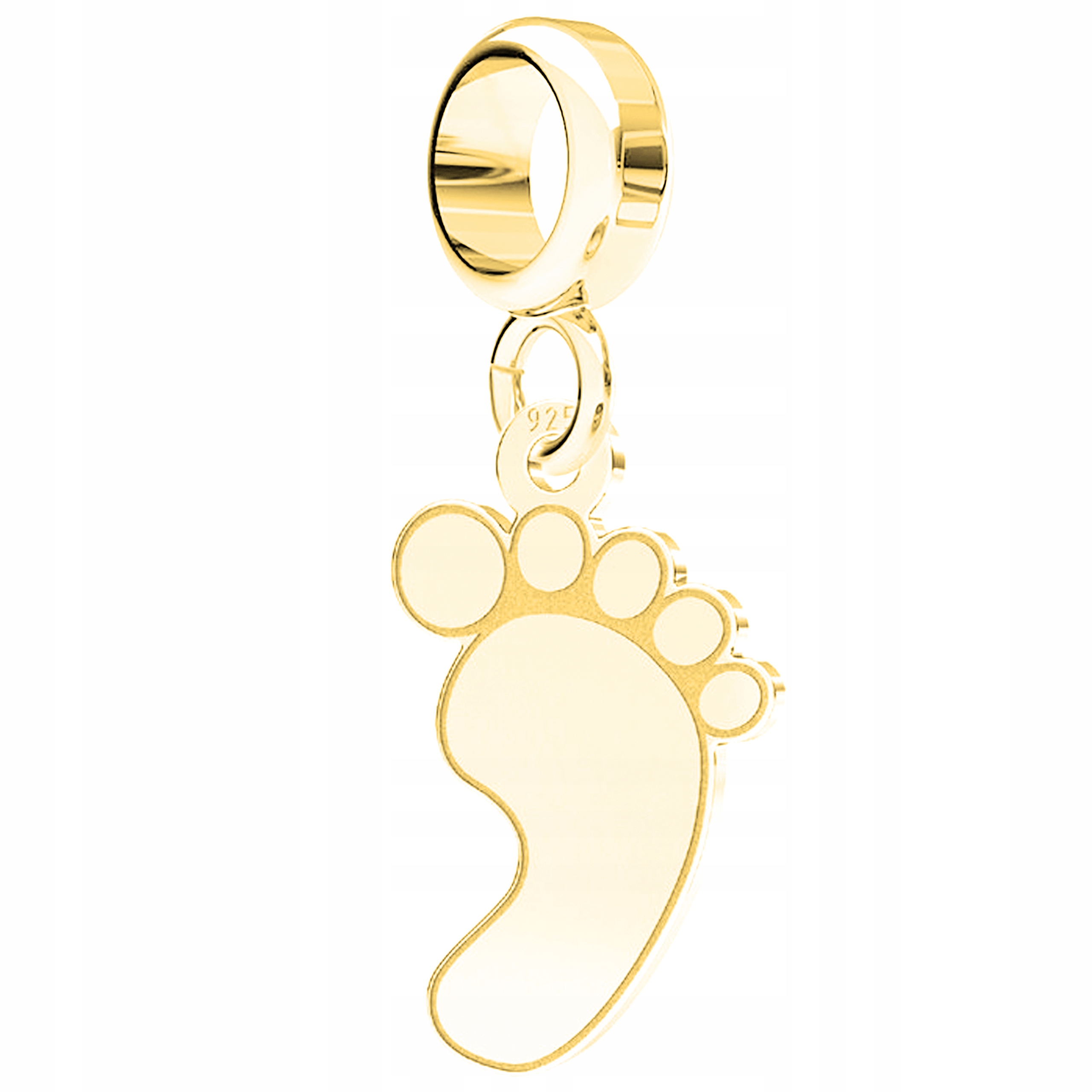 Zlatý přívěsek Charms se stopou dětské nožičky, stopy, chodidla Stříbro 925