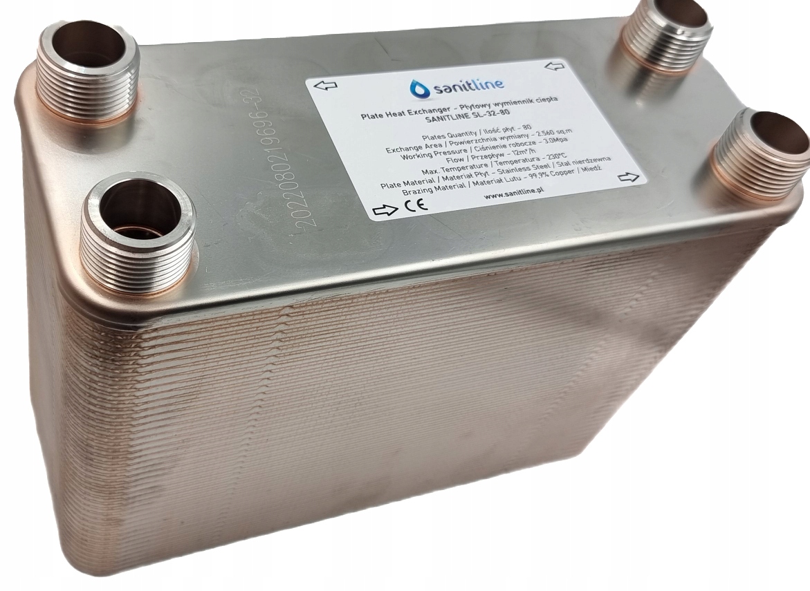 WYMIENNIK CIEPŁA SANITLINE 80PŁYT 170kW 4x1" + IZO Rodzaj wymiennik ciepła