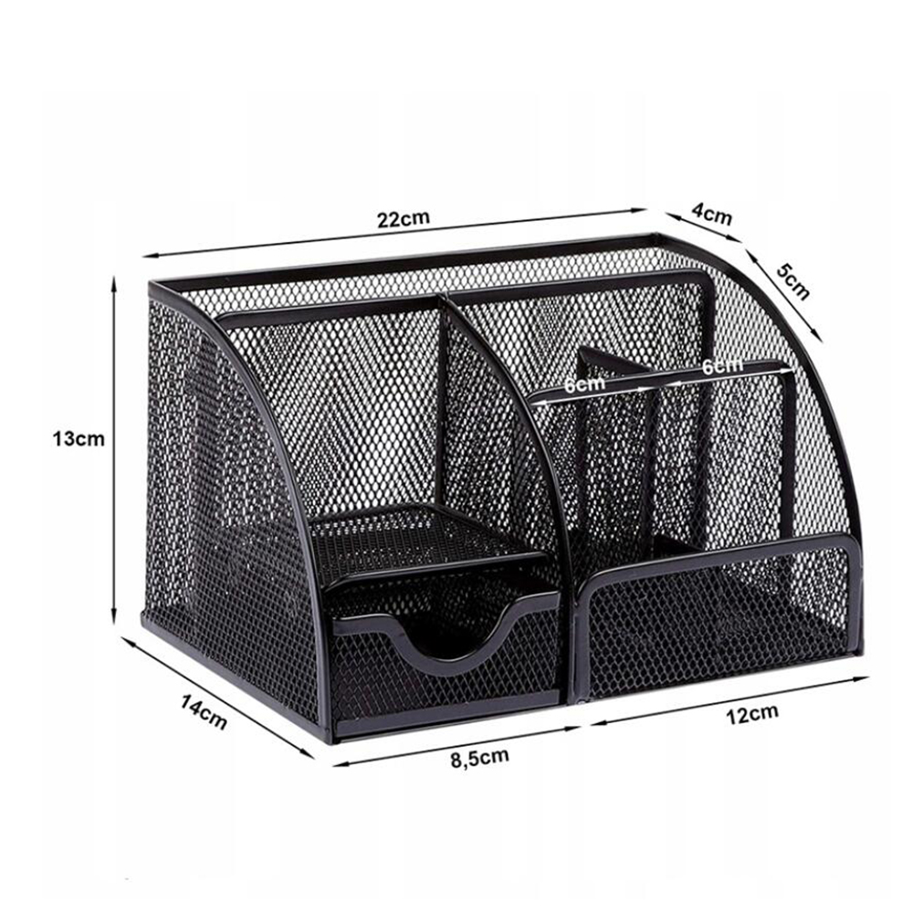 PRZYBORNIK METALOWY NA BIURKO POJEMNIK ORGANIZER 6 KOMÓR SZUFLADA CZARNY Kod producenta lynker259be