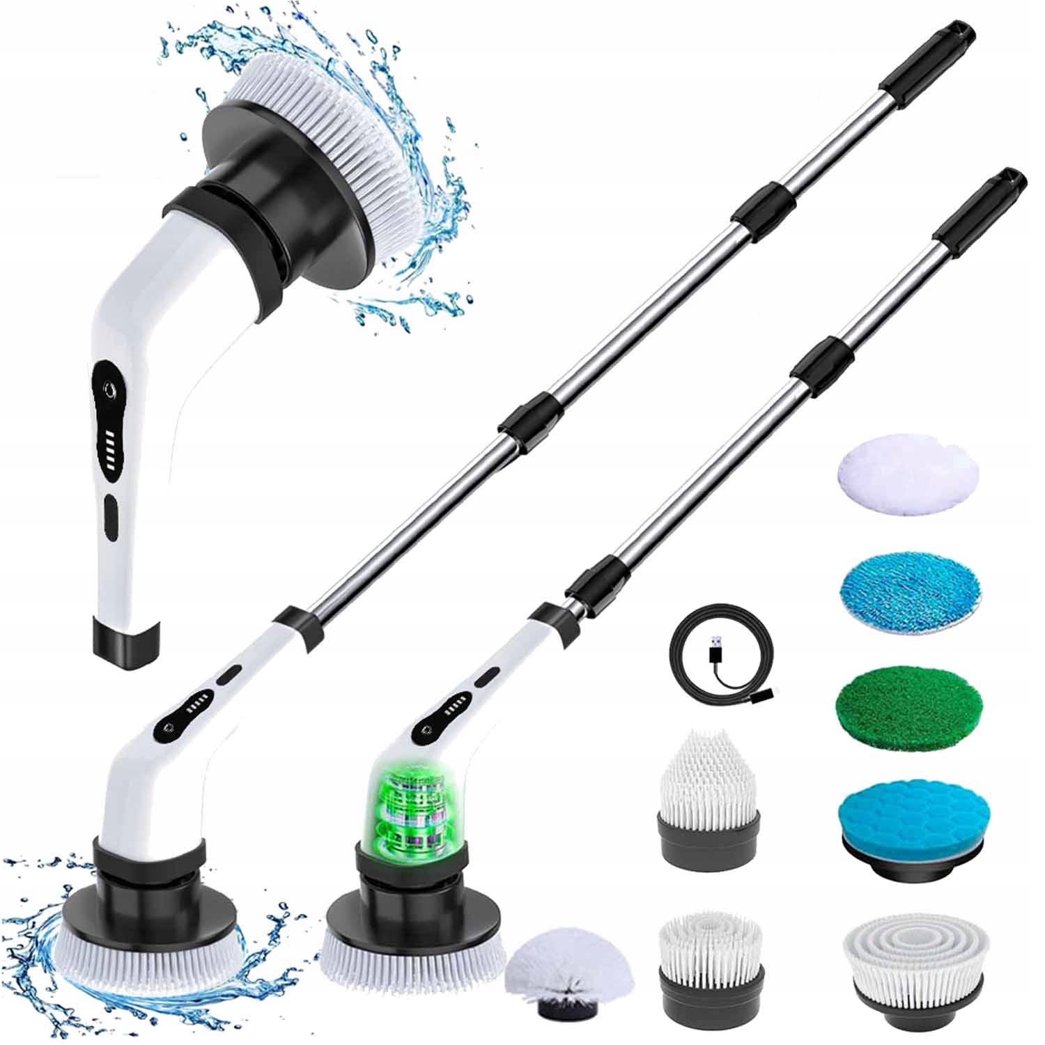 Elektrický Rotační Kartáč Spin Scrubber Mop, Otáčení O 360° S 9 Adaptéry