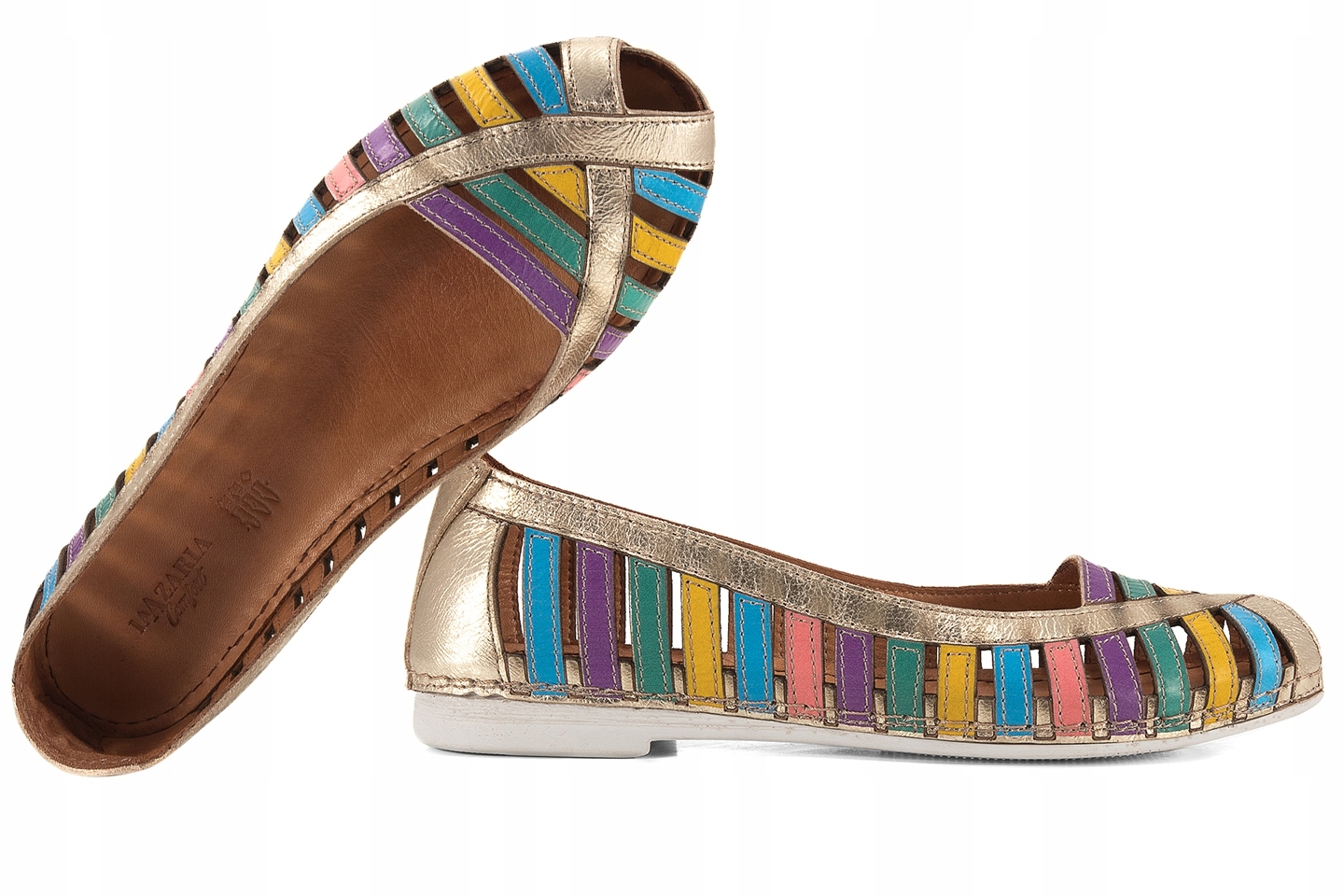 LaAzaria 1092 Baleríny Ažurové Mokasíny Dámské Kožené Polobotky multi 39