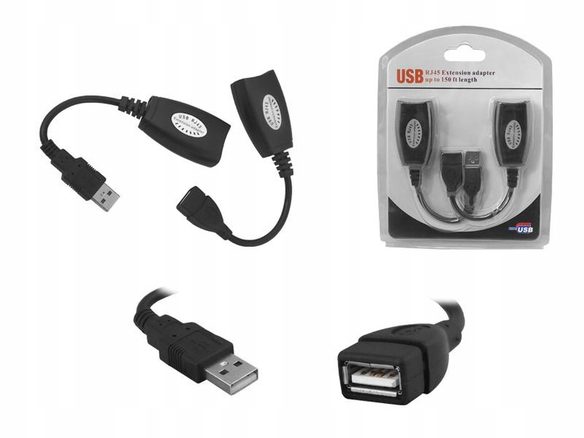 Przedłużacz myszki USB - RJ45 po LAN, zasięg do 50