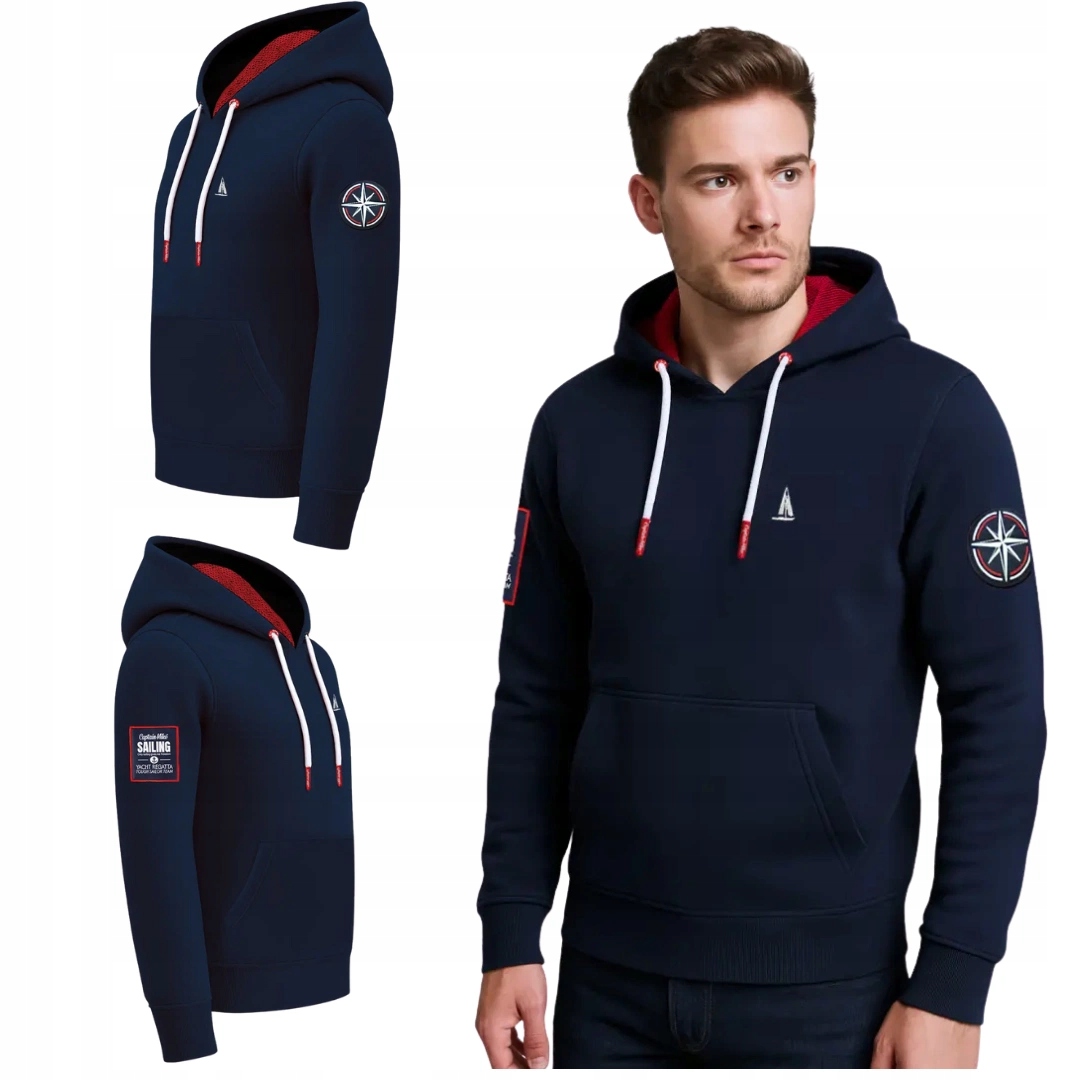 Pánská mikina klokanka s kapucí modrá Captain Mike Sailing S