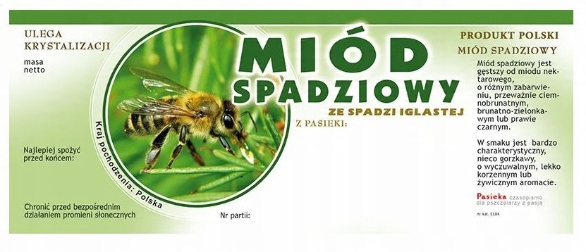 

Etykieta naklejka na miód Spadziowy 154x60mm 100sz