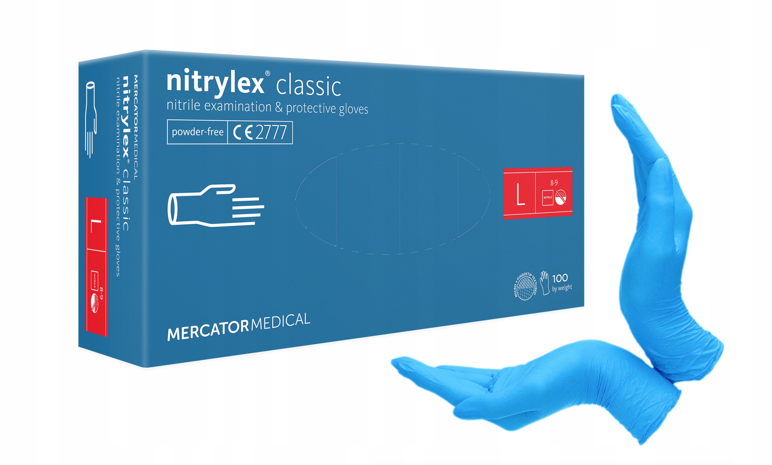 

Rękawice rękawiczki nitrylowe Mercator L 100 sztuk