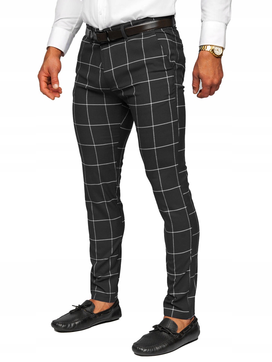 

Spodnie Chinosy W Kratę Czarne 0037 DENLEY_36/XL