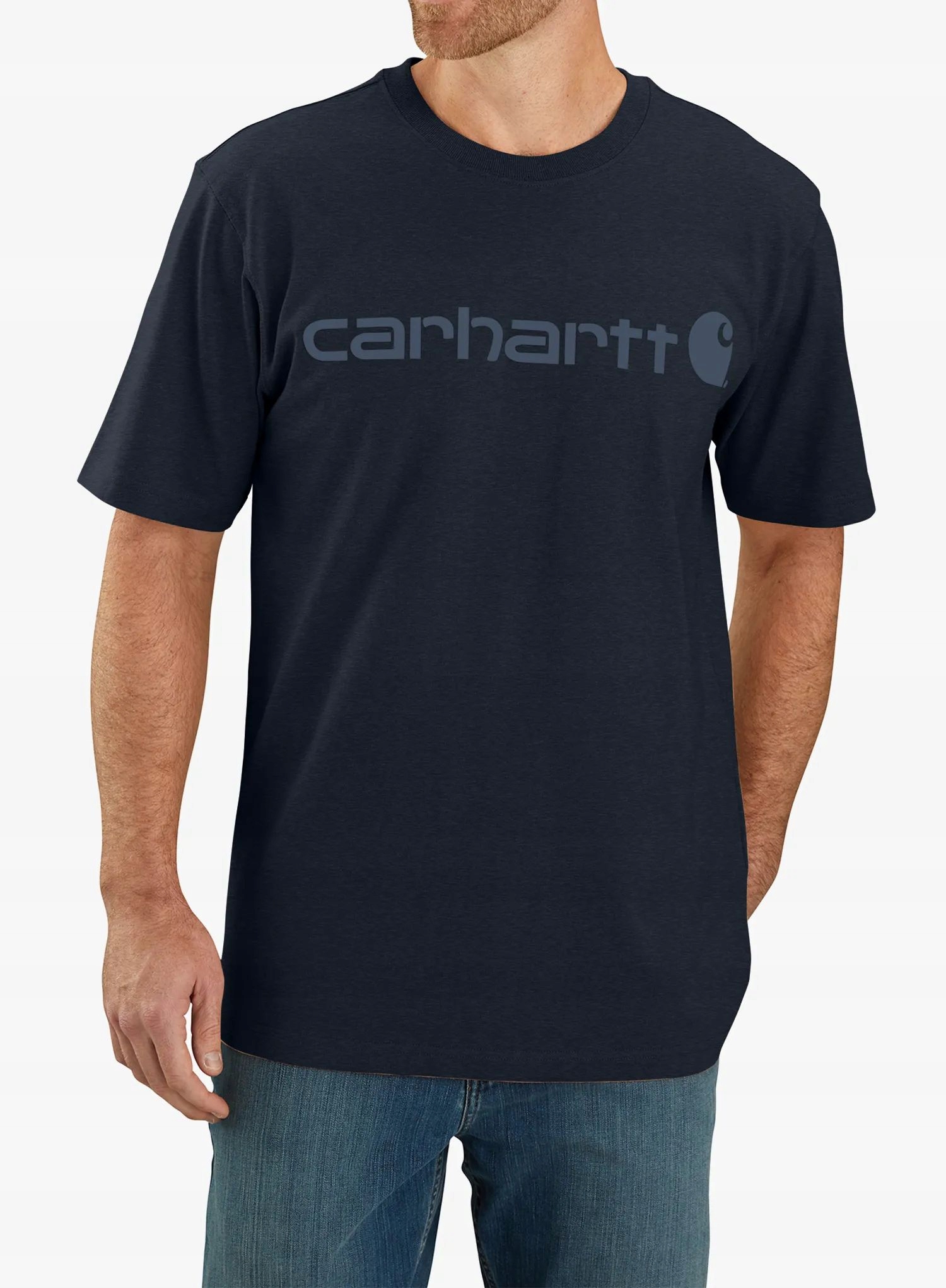 Tričko bavlněné Carhartt Dearborn Relaxed Logo T-Shirt navy/d. modrá M