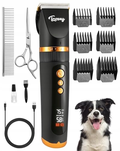 Levně Toozey B7 Tichý stroj na stříhání psů a koček – 7500RPM, LCD, sada