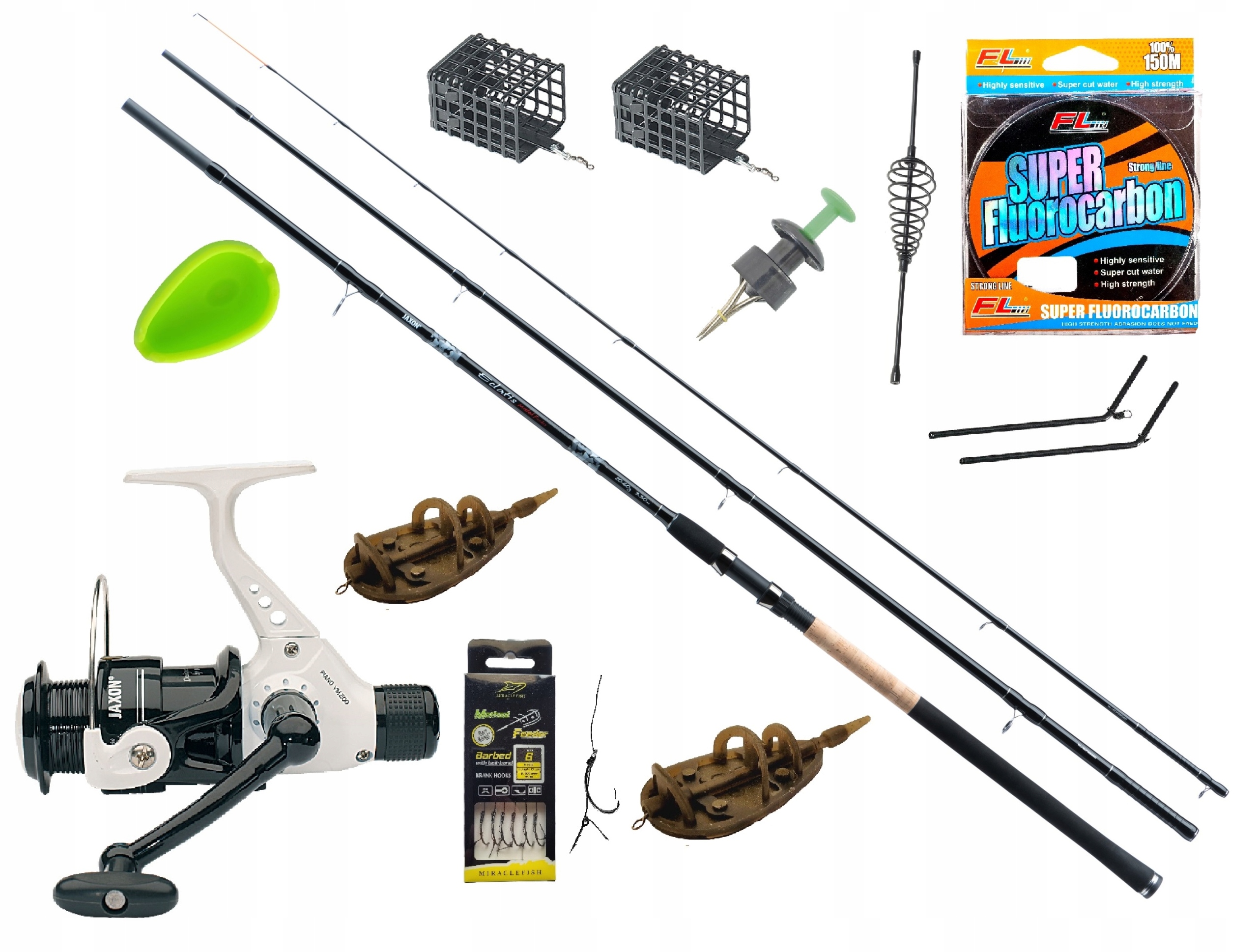 Zestaw wędkarski Method Feeder na Grunt Wędka feeder Jaxon Kołowrotek Żyłka