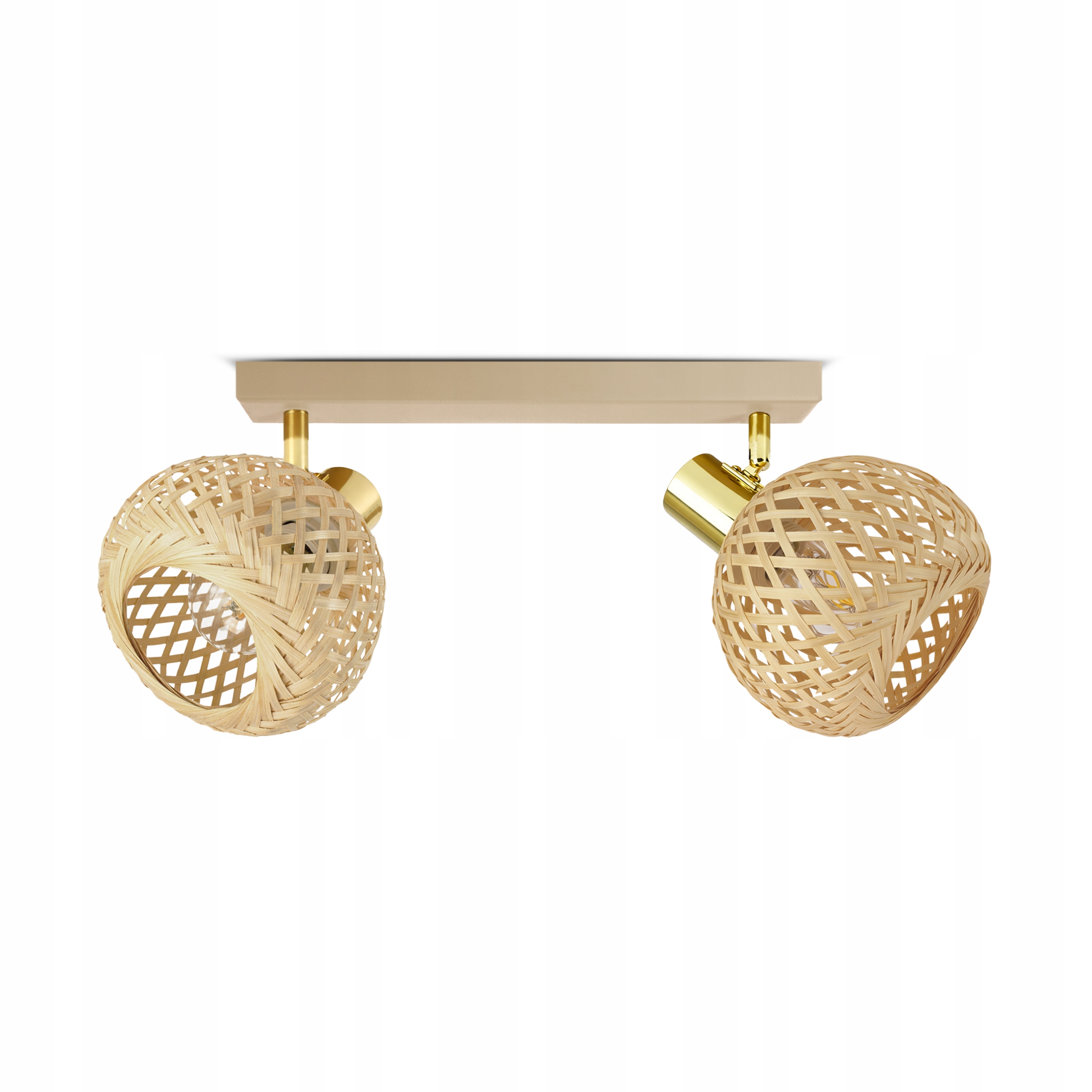 Lampa Sufitowa Żyrandol Rattan Beżowa Boho 2xE27 Regulowana Salon Korytarz