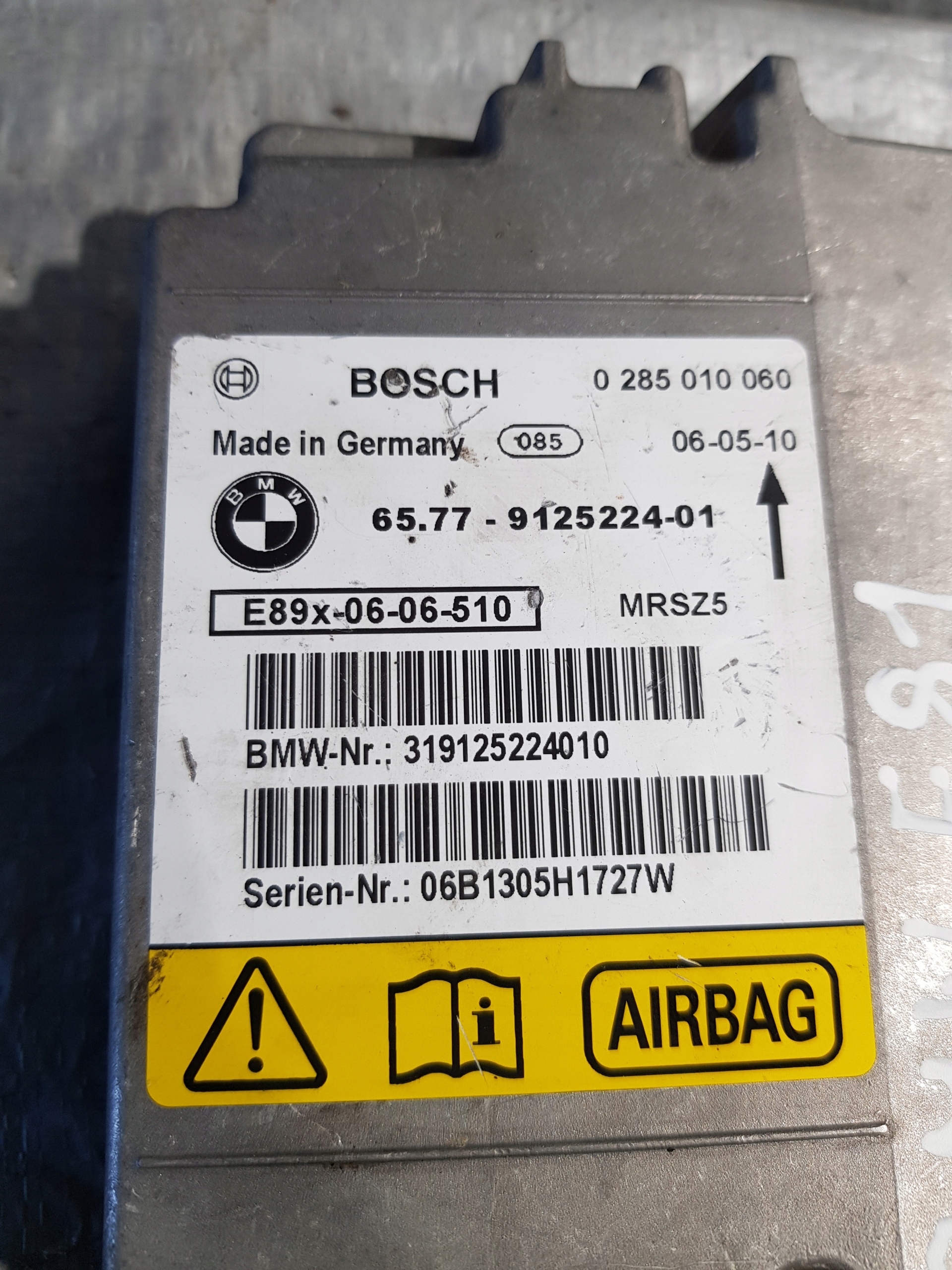 Sensor airbag airbag BMW E91 OE 9125224-01
