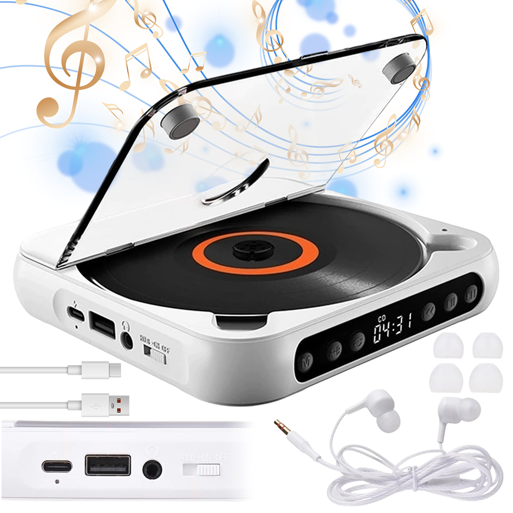 Přenosný CD Přehrávač S Bluetooth Reproduktorem A Led Displejem, 3 Režimy