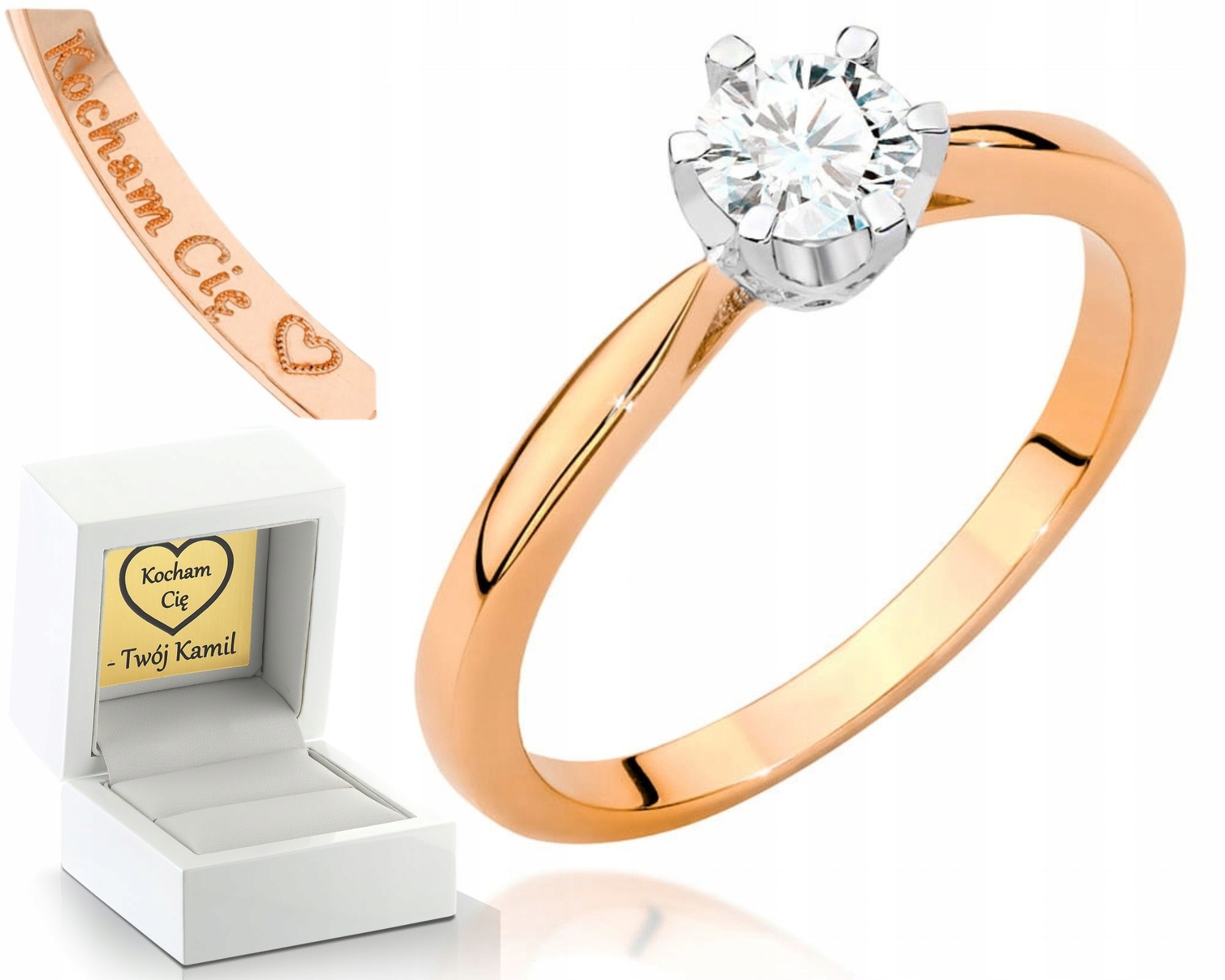 Růžové Zlato Prstýnek Briliant Obchod 585 Gravírování
