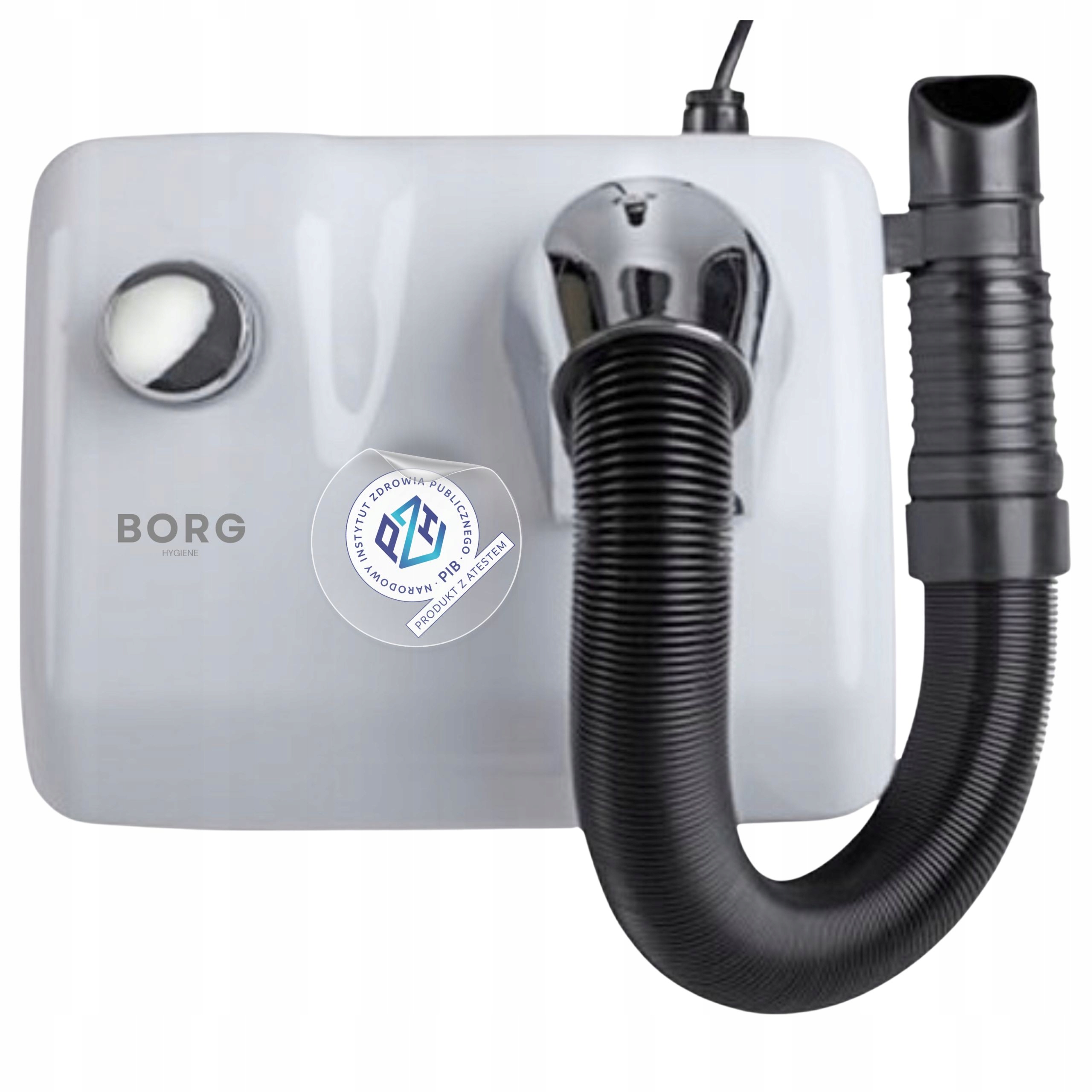 Bazénová fén ocelová 1200W Borg Hair Jet White s hadicí pro posilovnu